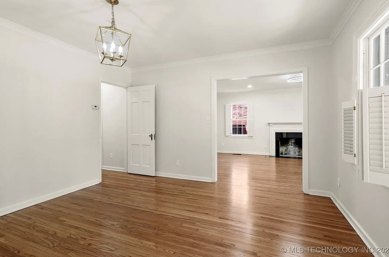LVP vinyl flooring from the dining room into the living room