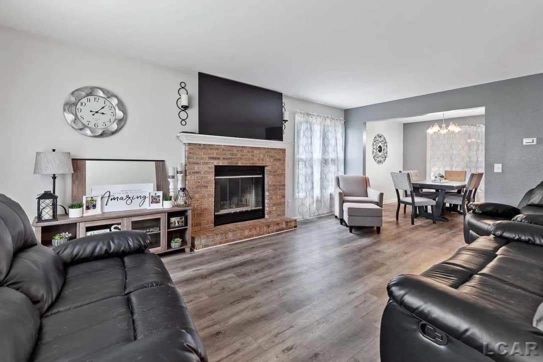 Freshly installed gray LVP flooring in a Tulsa-metro living room